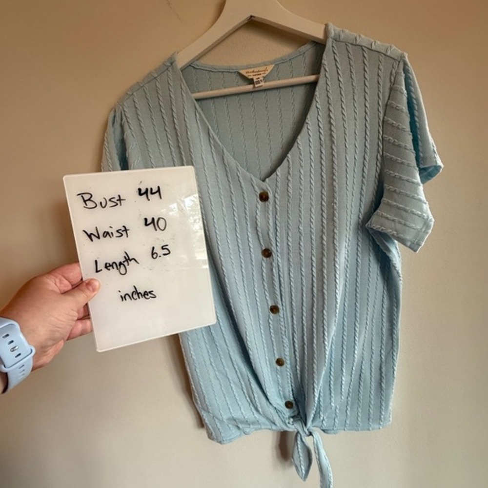 Weatherproof Vintage Button‎ Down Tie Front Top Cable Knit Shirt L